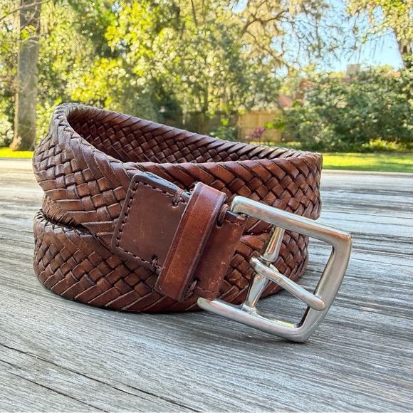 coach men's braided leather belt